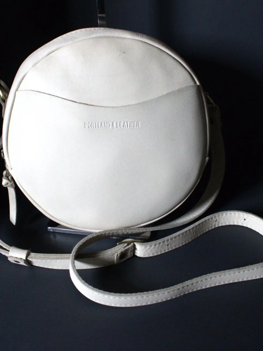 Portland Leather Goods, Bone Leather Circle Crossbody Handbag, Gold Hardware